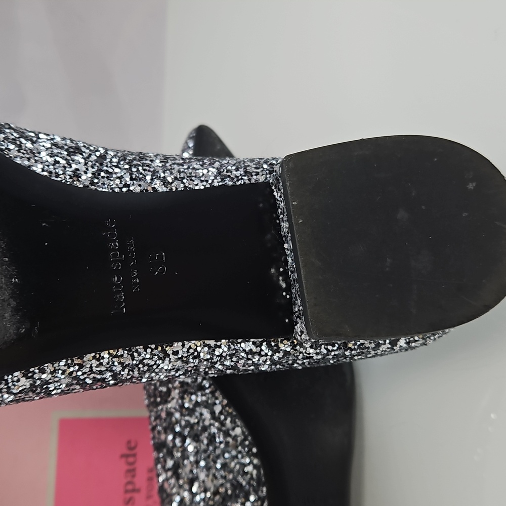 Kate Spade Silver Buckle Up Glitter Flats Size 38.5 - Picture 13 of 16